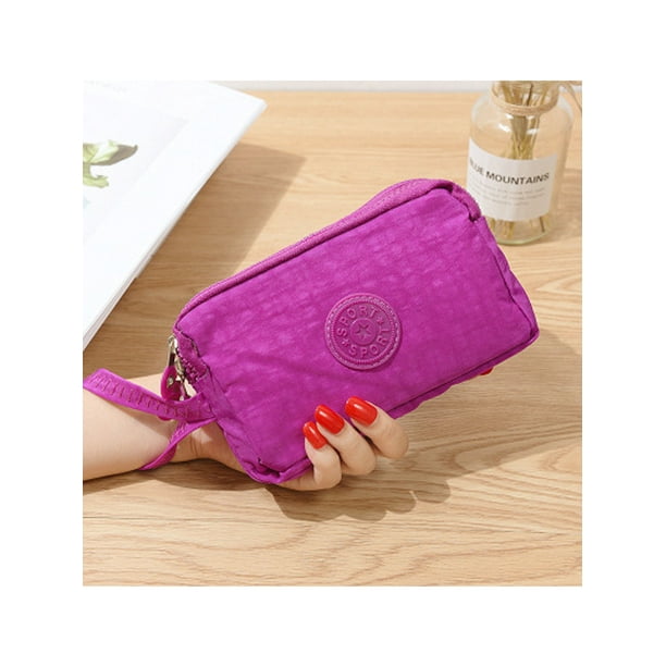 Canvas Cash Coin Purse,Purple Galaxy Print Make Up Bag Zipper Small Purse Wallets 
